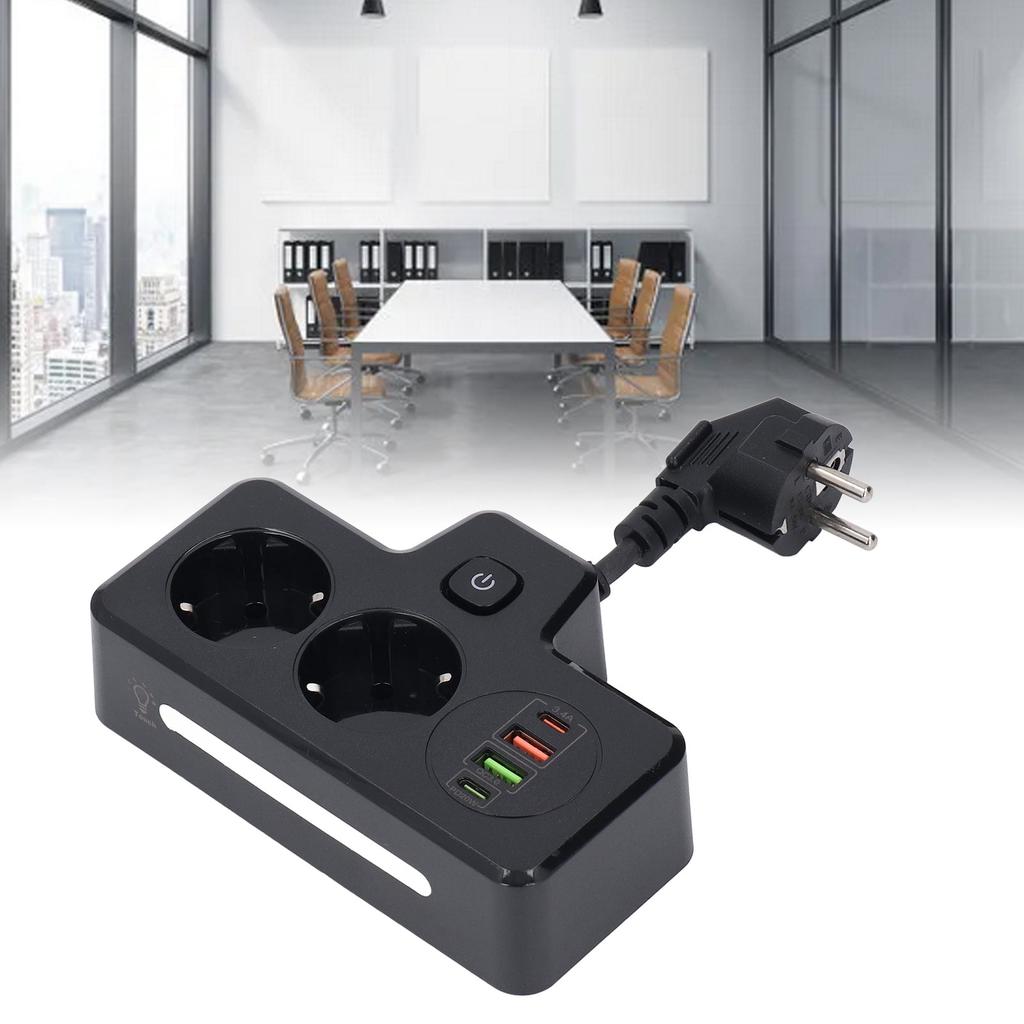 Flat Outlet Extender USB C 2 Prong Short Extension Cord Power Strip Desk Charger 3250W QC3.0 PD20W D