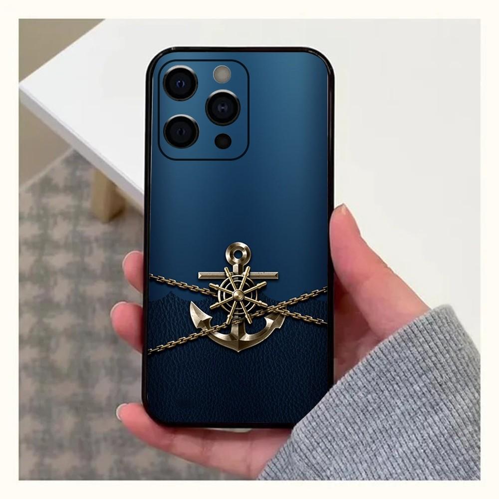 Anchor Sailing Phone Case For Apple iPhone 15,14,13,12,11,Pro,X,XS,Max,XR,Plus,Mini Soft Black Cover
