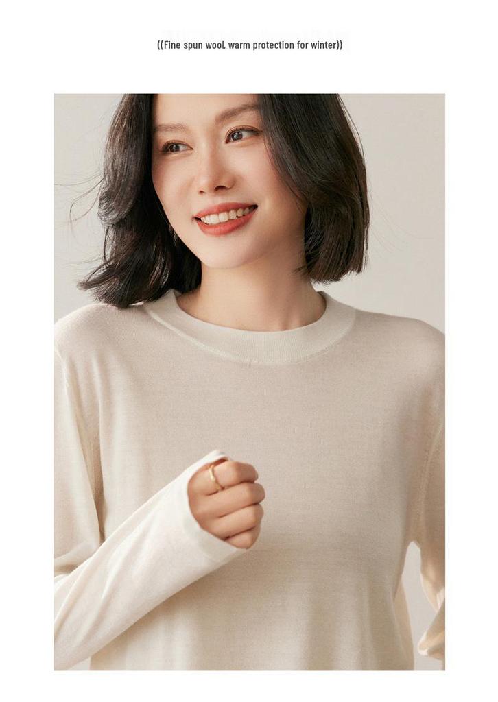 2026 Autumn/Winter Women's Gray Half-High Neck Wool Knit Sweater