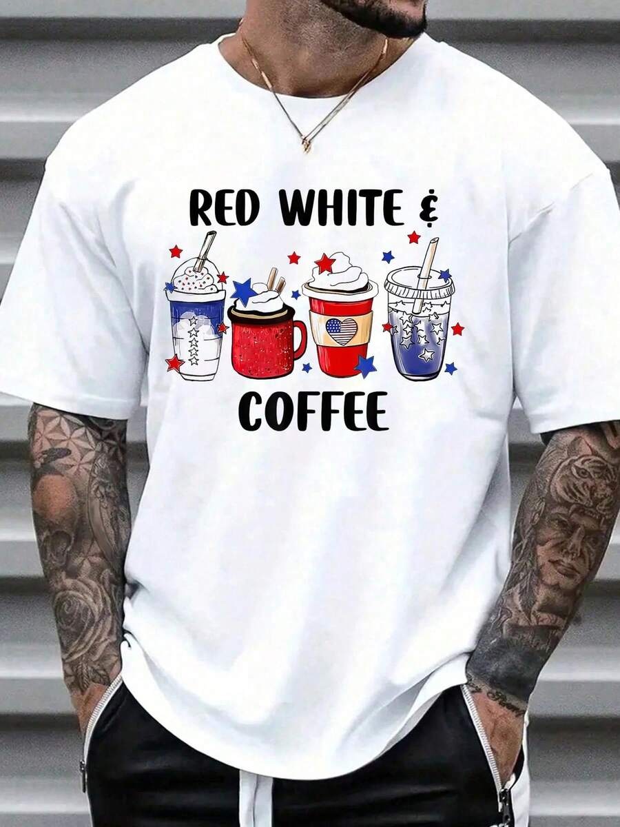 

Coffee 4Th Of July Red White Brew Latte Patrioti Unisex T-Shirt S