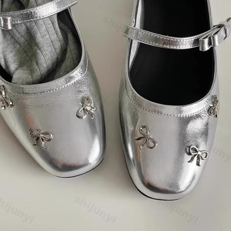 Fashion Women Leather Shoes 2025 Autumn New Fashion Bow Knot Luxury Mary Jane Shoes Lightweight Comfortable Slip Om Outdoor Casual Shoes