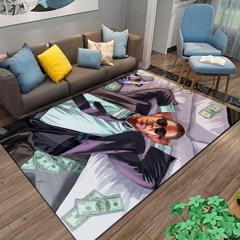 GTA Hacker Printed Flannel Carpet, Non-slip, Suitable for Bedroom, Living Room, and Children's Room Decoration