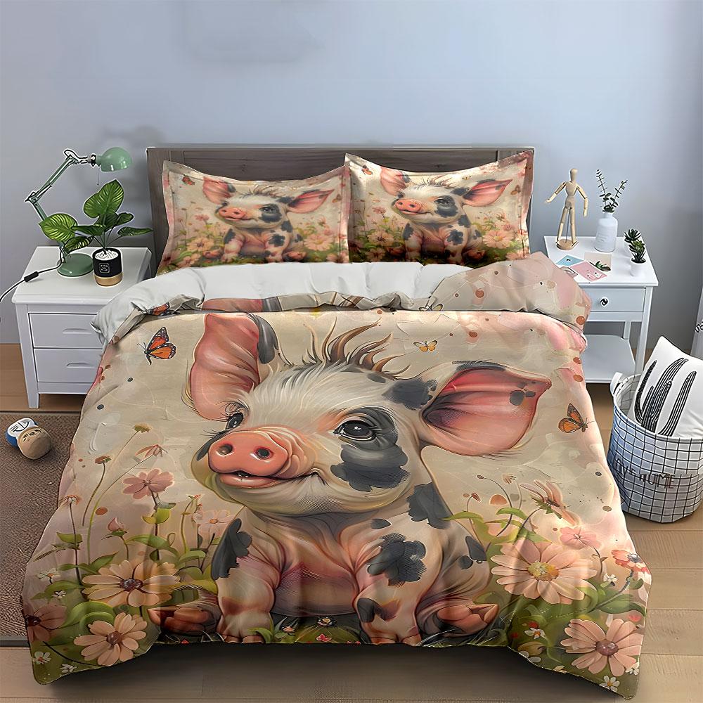 "Whimsical Piggy Paradise." Bedding Sets Duvet Covers Pillowcases(1* Duvet Cover 2* Pillowcases Without Duvet Insert)