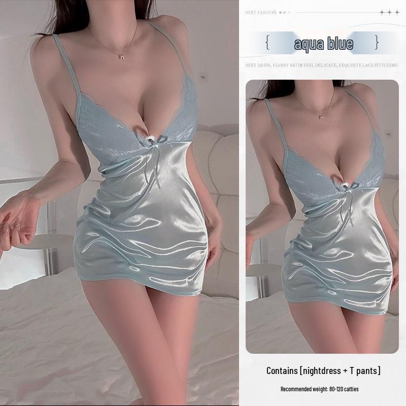 

Соблазнительное женское белье: Кружевная ночная сорочка Pure Desire и облегающий бедра пижамный комплект One Size (suitable for 80-120 jin)