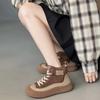 Spring New First-layer Cowhide Thick-soled Color Matching Retro One-pedal High-top Shoes Versatile Casual Sports Board Shoes