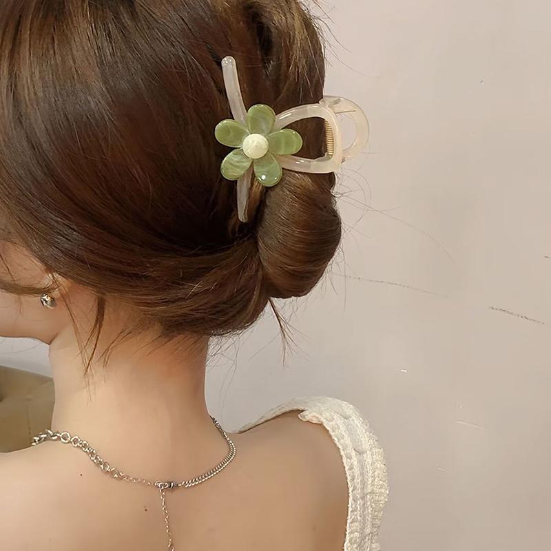 Korean Style Sweet Flower Hair Claw Simple Back Head Cross Hairpin  Bun Styling Tools Shark Clips Women Hair Accessories