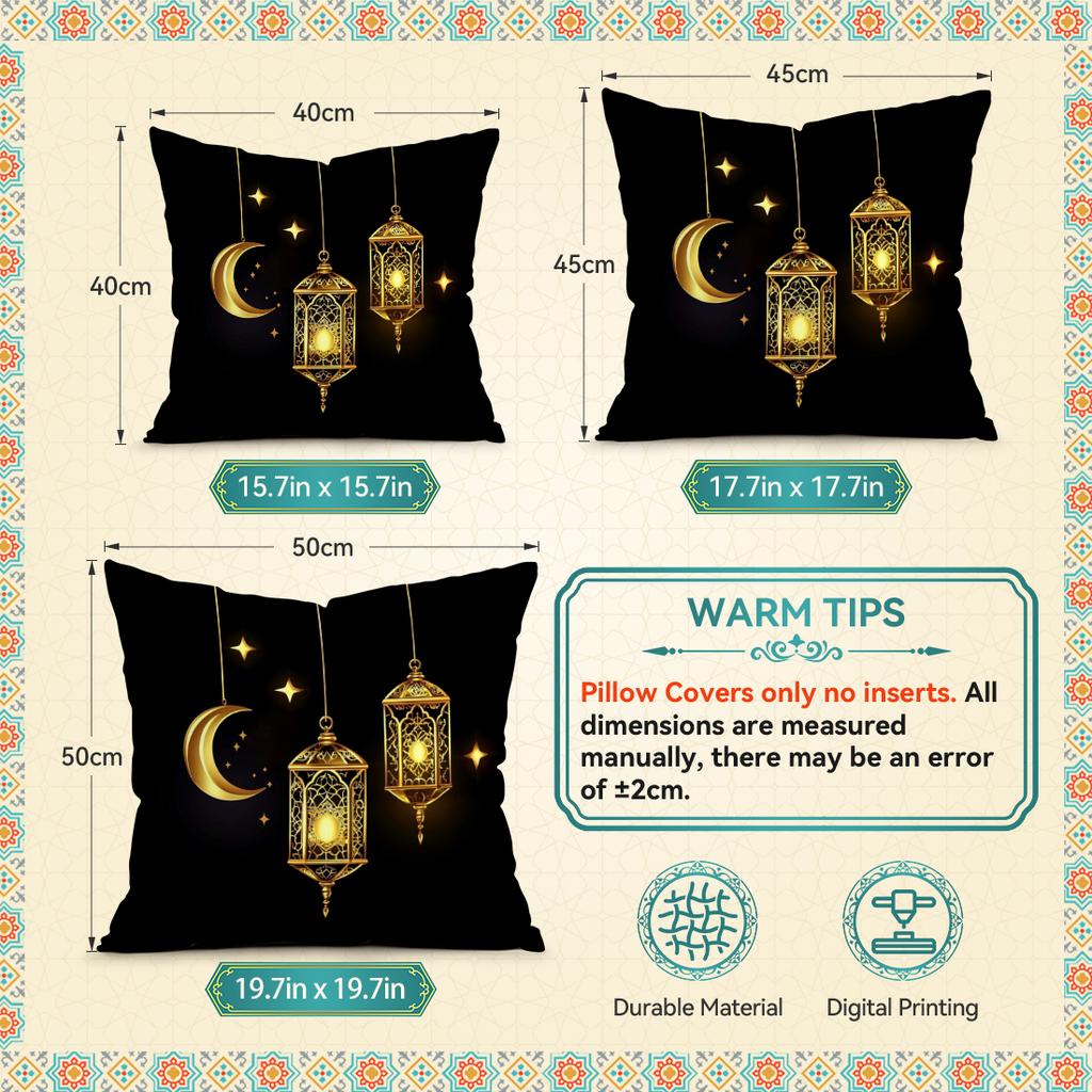 Moon Lanterns For Ramadan Pillowcase Bedroom Sofa Cushion Cover 100% Polyester Living Room Cushion Pillowcase Home Decor