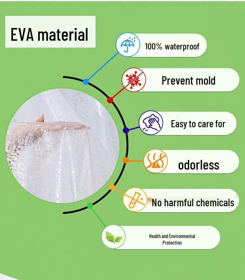 Premium Extra-Thick EVA Waterproof Shower Curtain Set - Antibacterial & Water Barrier