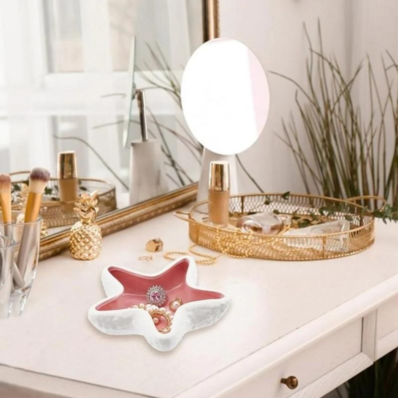 Beach Themed Earthenware Jewelry Dish Decorative Storage Solution For Daily Accessories And Present Box Included