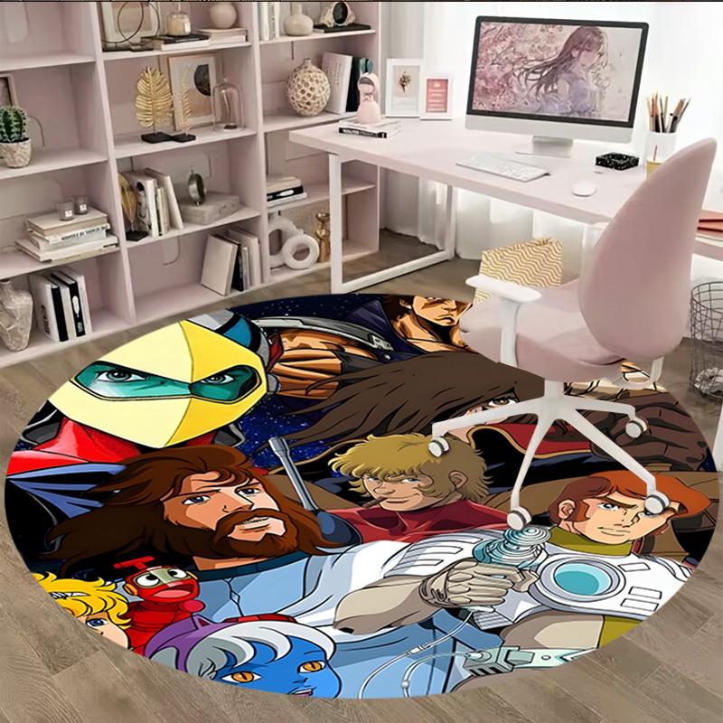 1pc UFO Robot Grendizer5 Print Round Carpet Chair Round Carpet Suitable for Bedroom Living Room Home Decorative Carpet