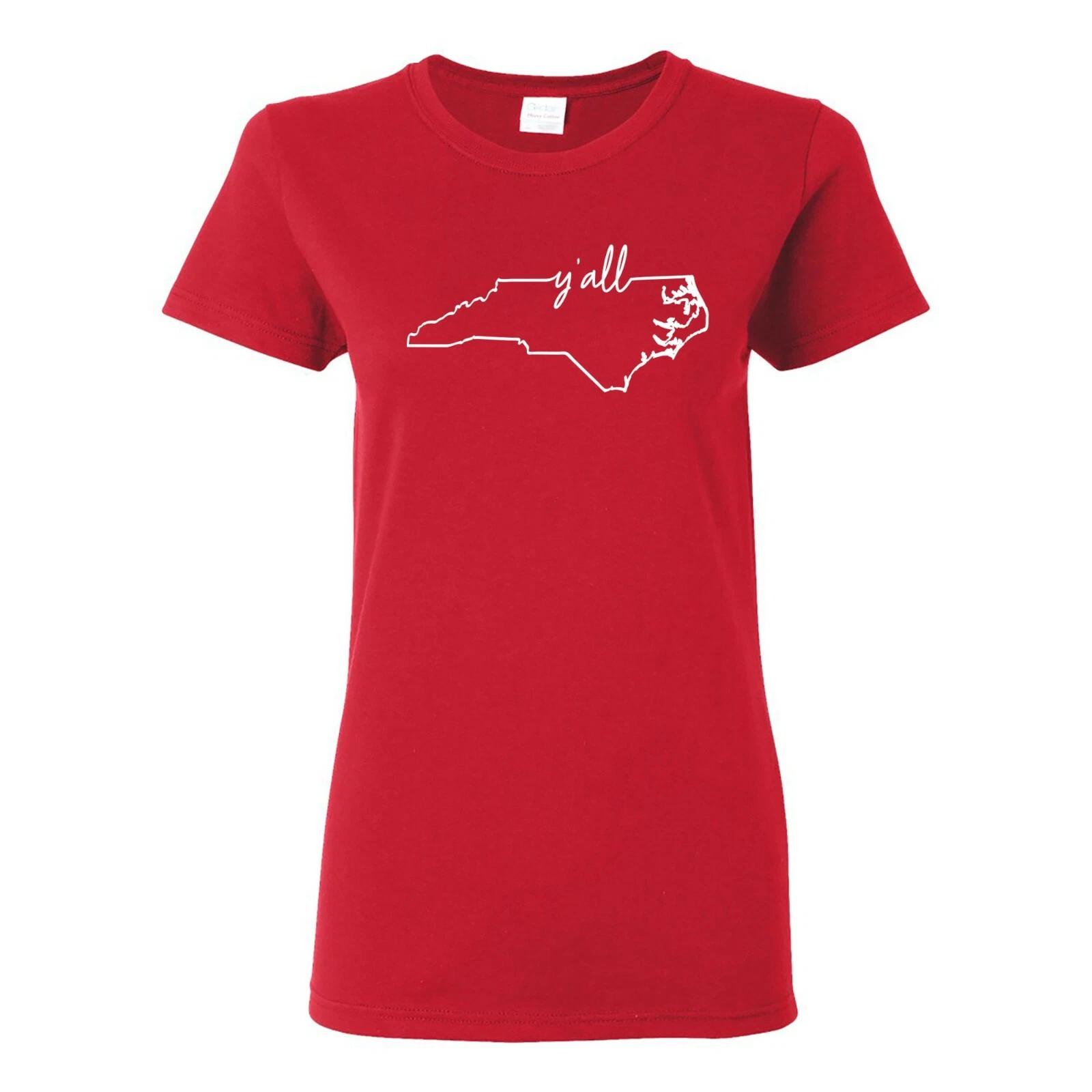 North Carolina Y all State Outline - Basketball Funny Womens T-Shirt XL