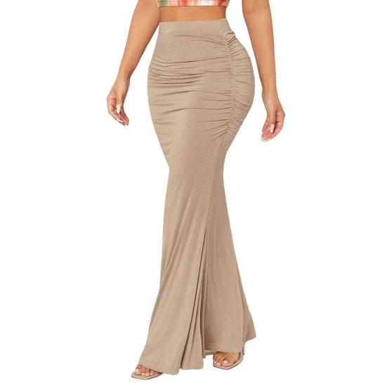 Sukně rybího střihu s vysokým pasem a řasením Dámská sukně Jednobarevný design Zeštíhlující efekt Dlouhá sukně Dojíždění Streetwear