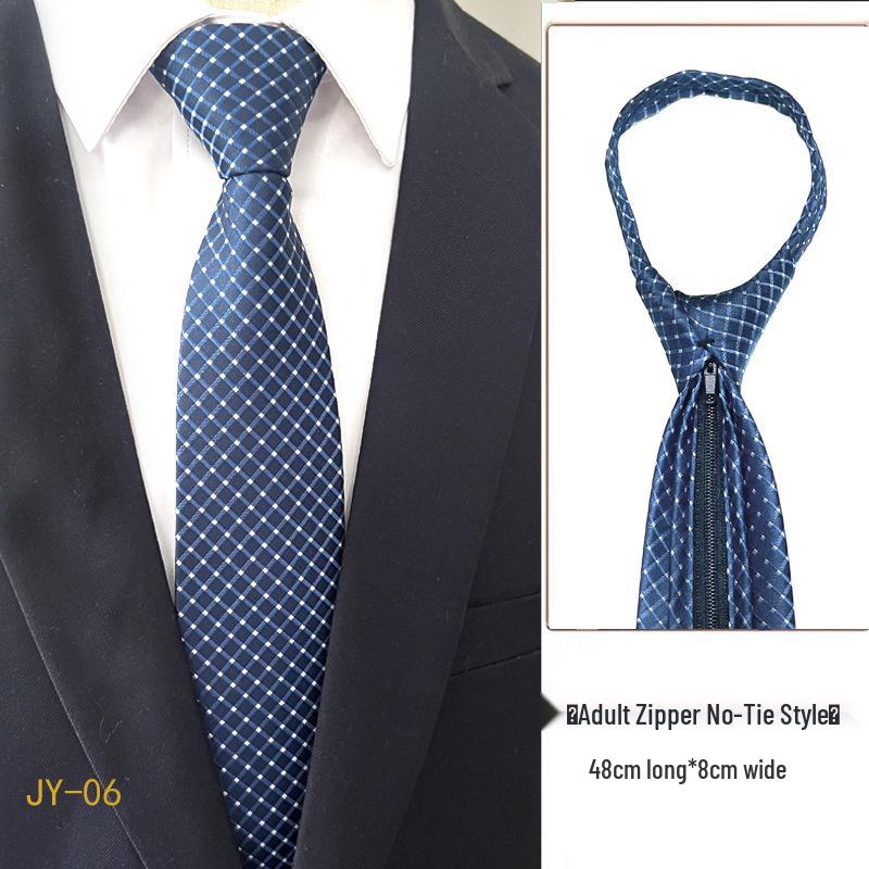 Men's 7cm Easy-Pull Zipper Tie, 1200-Needle Yarn-Dyed Polyester