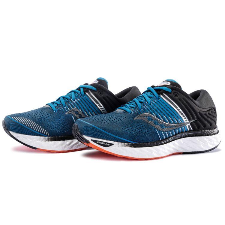 SAUCONY Triumph 17 Victory Flagship Mesh Cushioning Non-Slip Breathable Lightweight Rebound Low-Top Running Shoes Men Sneaker Blue Black S20546-25