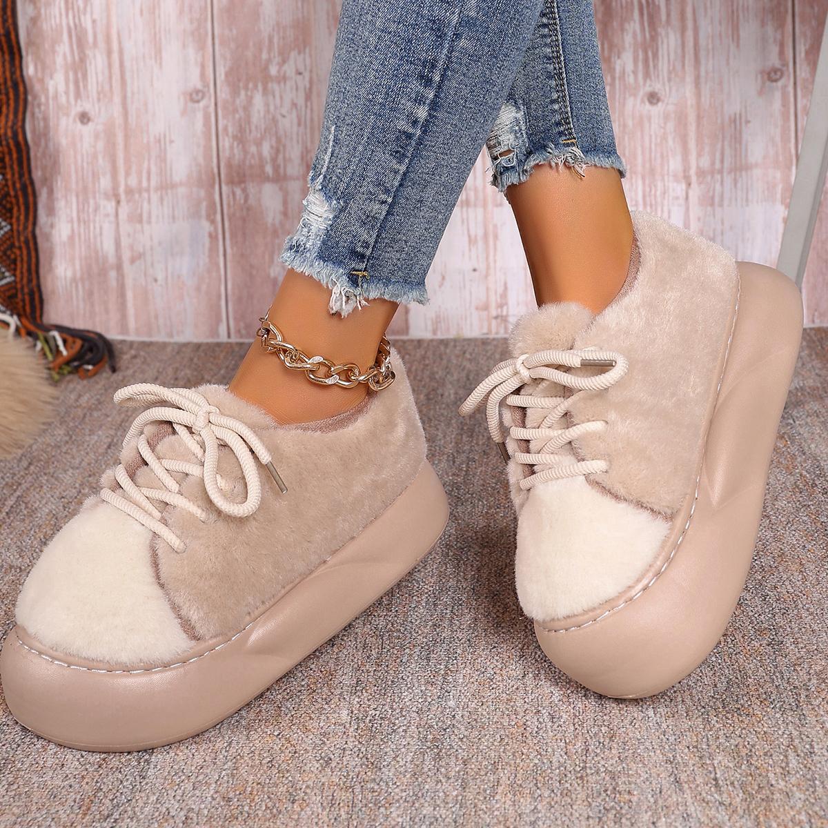 

Женские сапоги зимние плоские с круглым носком теплые короткие плюшевые сапоги женские лоскутные туфли с перекрестным узором на плоской подошве для женщин Zapatos De Mujer 36-37 бежевый