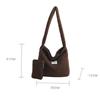 Women's Solid Color Imitation Sherpa Warm Plush Shoulder Bag with Inner Pocket Vintage Crossbody Handbag for Work & Travel KTY