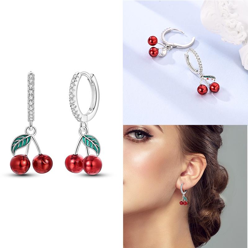 New 925 Silver Hoop Earrings For Woman Pendientes Zircon Heart Shape Star Eardrop Original Earring Fashion Jewelry