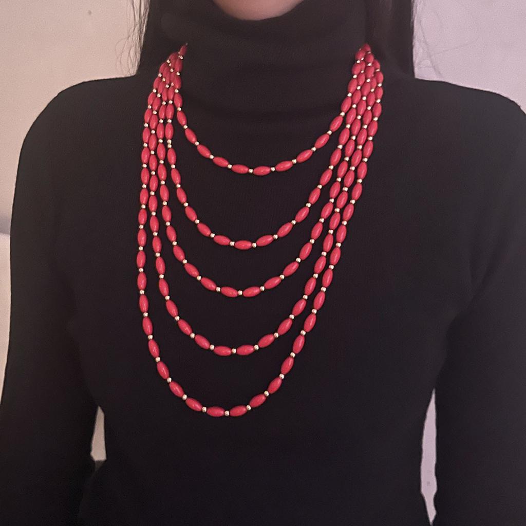 Personality Trend Retro Style Multi-layer Stacked Beaded Necklace Bohemian Fashion Niche Women's Models