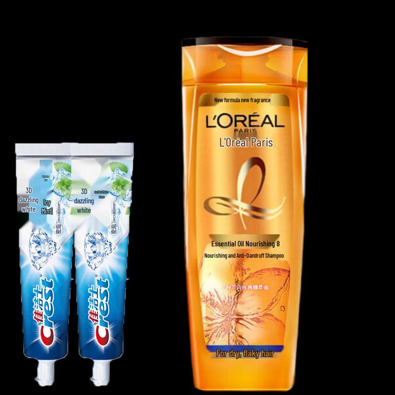 

Crest 3D White Mint Toothpaste & Essential Oil Shampoo Bundle