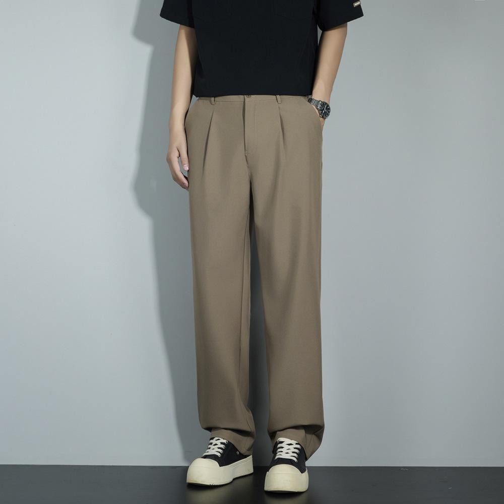 Black Suit Pants Men's Autumn and Summer Drape Loose Straight Pants Trendy Casual High-end Wide-leg Trousers