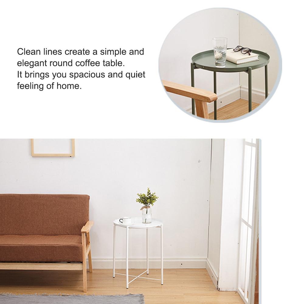 

End Table Round Modern Home Decor Metal Anti-skid Sturdy Side Table Coffee Tea Table Nightstand for