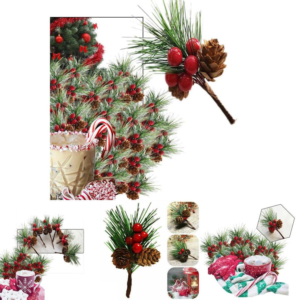 Weihnachtsdekoration Kiefernnadel-Bouquet Künstliche Blumen mit Beeren und Tannenzapfen für festliche Stimmung