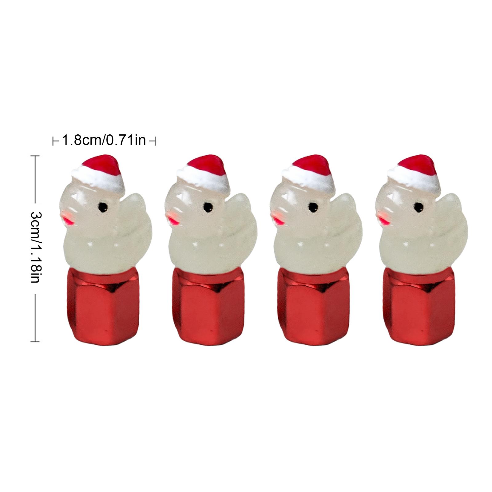 

4 Pack Cute Christmas Duck Glow in The Dark Tire Valve Caps Auto Tire Valve Stem Caps Valve Covers for Car Motorcycle Bicycle красный