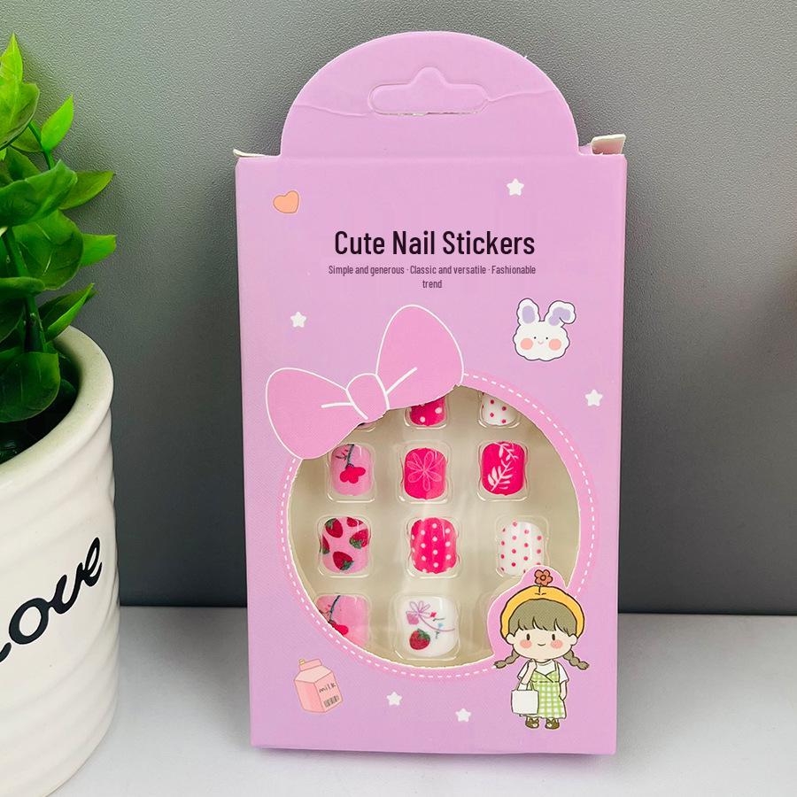 Children s Wearable Cute Cartoon Nail Tips and Detachable Art Stickers