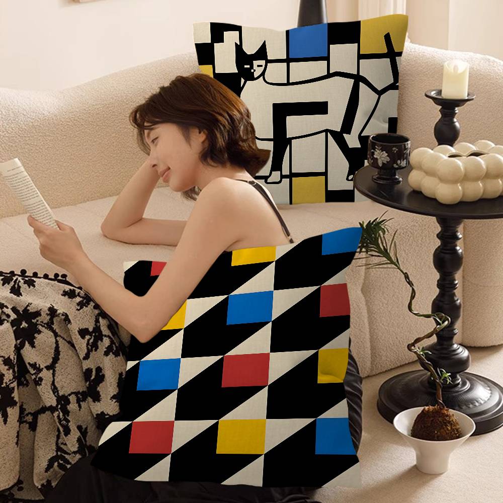 Abstract B-Bauhaus Geometry Cushion Cover Car Throw Pillow Case For Sofa Car Christmas Gift 40X40Cm 45X45Cm