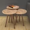 Nesting Table Wooden Leg Pine 3 Pcs Round