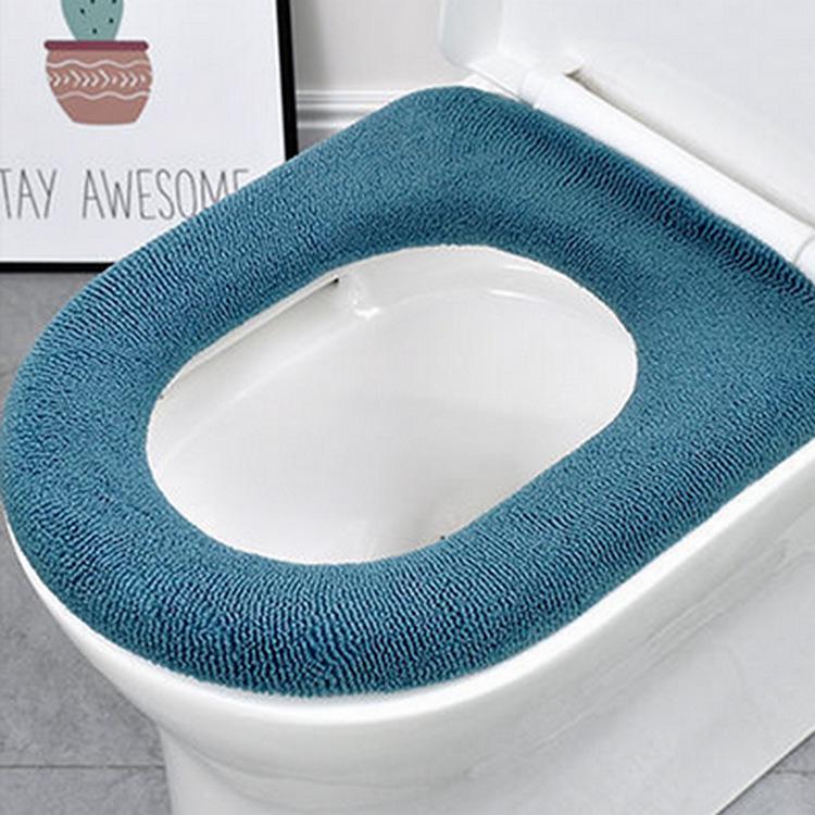 Winter Washable Knitted Toilet Seat Cover - Solid Color Cushion Pad