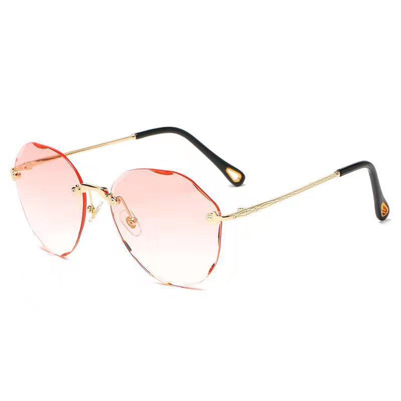 Borderless Trimmed Sunglasses, Femininity, Round Face, Large Frame, Thin, Uv-Proof Sunglasses.