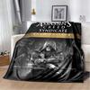 Assassin's Creed Hooded Figure Flannel Blanket Red Smoke Logo Print Soft Warm Throw For Sofa Bed Gamer Home Decor