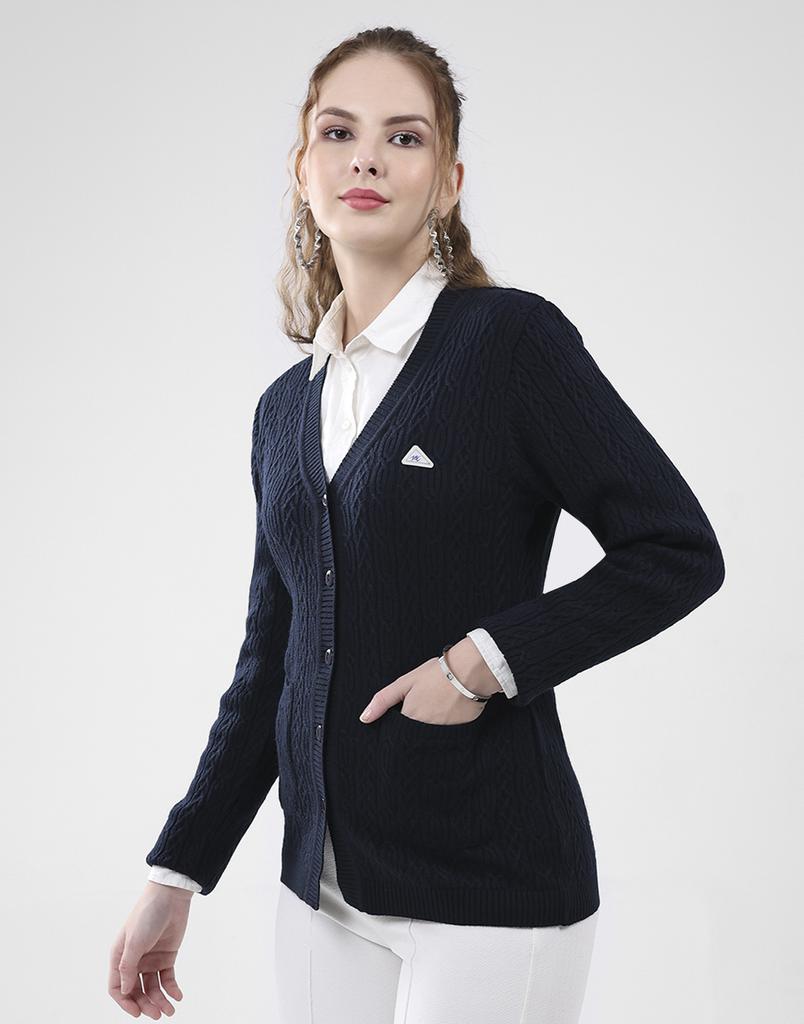 MONTE CARLO Women's V Neck Full Sleeves Cardigan