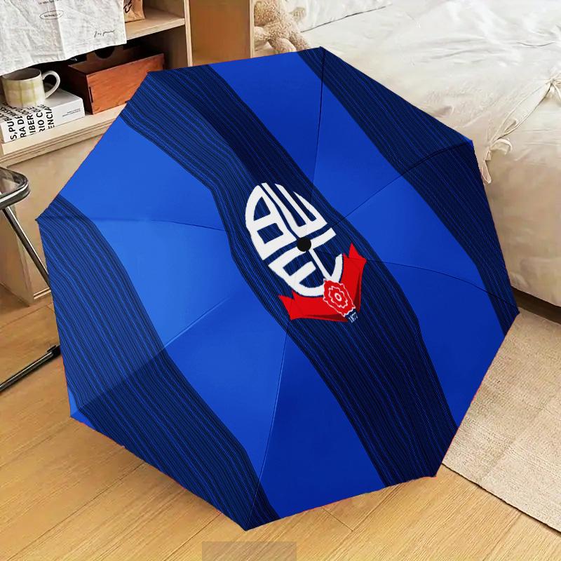 Bolton Wanderers Crest Design Automatic Folding Umbrella - 8-Rib Travel Umbrella with Auto Open/Close & Portable Gifts for Holidays or Birthdays