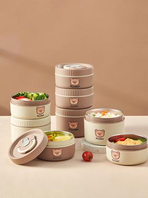 Worthbuy Orsetto Carino Scatola Termica per Pranzo in Acciaio Inossidabile 304 per Bambini Adulti Portatile Scatola Bento Microonde Contenitore per Alimenti a Prova di Perdite