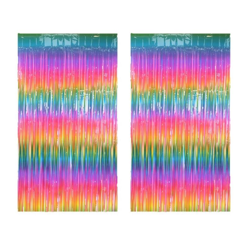 

2 шт. ПЭТ кисточки гирлянды для украшения вечеринки Простые композиции Ассорти цвет Мишура Металлическая занавеска для домашнего торжества