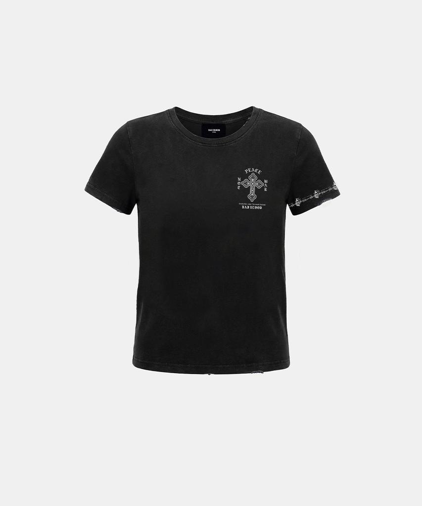 BADBLOOD Peace Not War Print 1/2 T-Shirt - Black