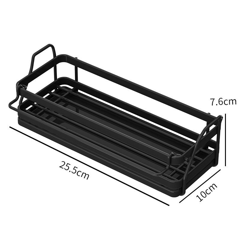 Wall-Mounted Kitchen Storage Rack: Punch-Free Seasoning Holder & Sink Sponge Draining Basket