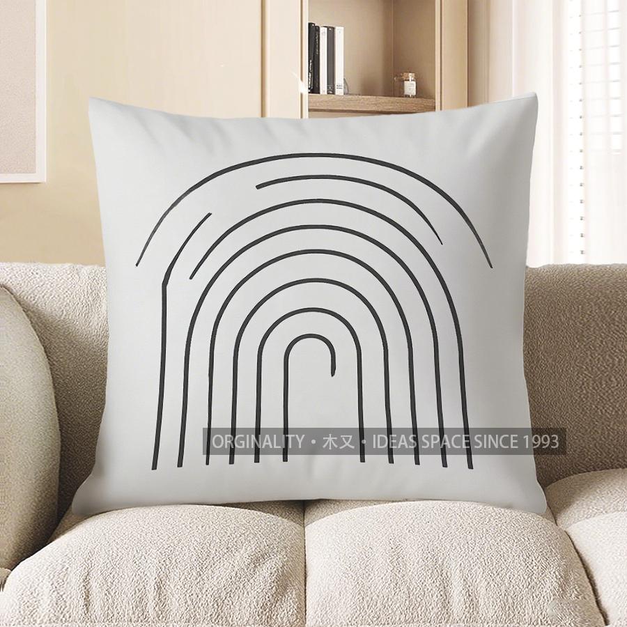 Home Decor Modern Black Line Rainbow Pattern Pillow Cover Pattern Cushion Cover Suitable for Sofa Bedroom Car Pillow Cover