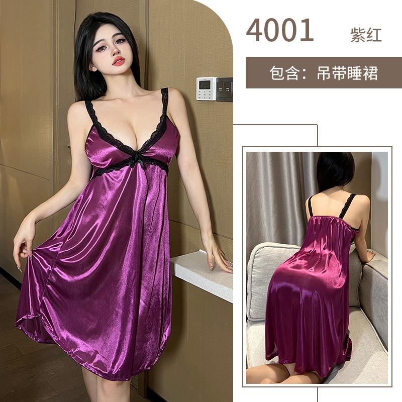 Sexy High-end Imitation Silk Lace Pure Desire Princess Style Lingerie Uniform Temptation