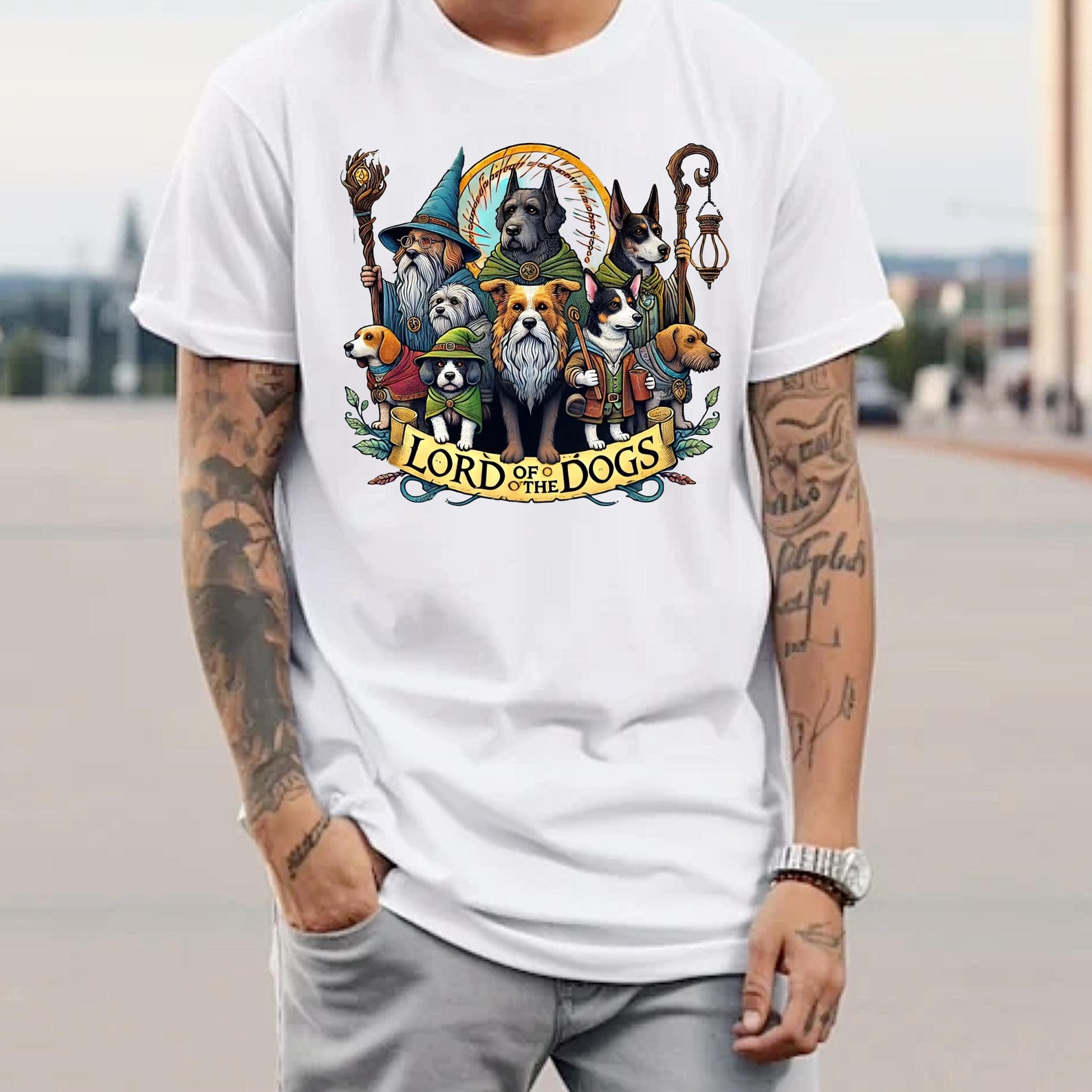 Lord of the Dogs T-Shirt: Funny Dog Lover, Rings of Power Tee L
