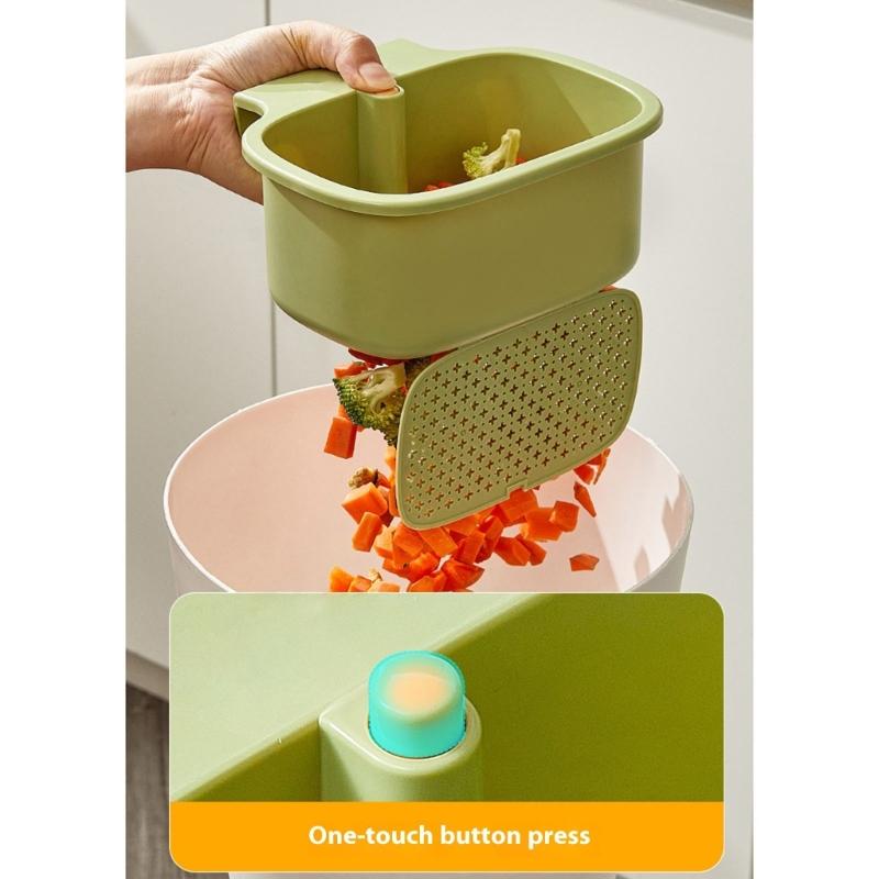Space Efficient Sink Strainer Press Dumping Drain Basket Compacts Kitchen Storage Tray Plastic Food Catchers Organizers