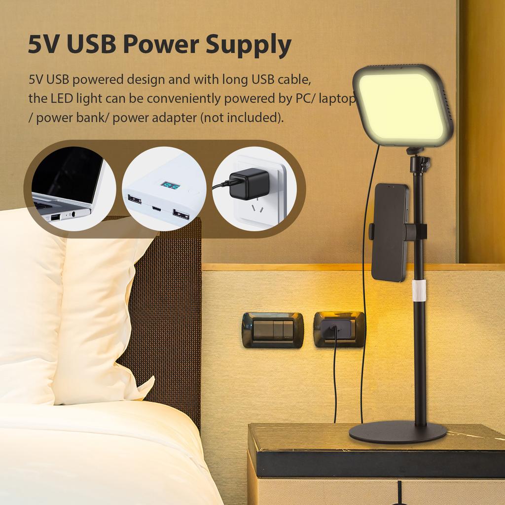 2 Packs Desktop LED Video Light Panel 12W Video Conference Light for Zoom Meeting 3000K 6500K Photography Fill Light