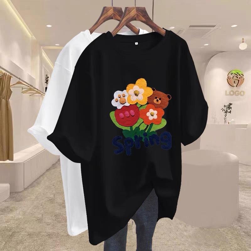 Fluorescent Green T-shirt Women's Short-sleeved Loose Pure Cotton 2025 New Spring and Summer Medium and Long Large Size Color American Top