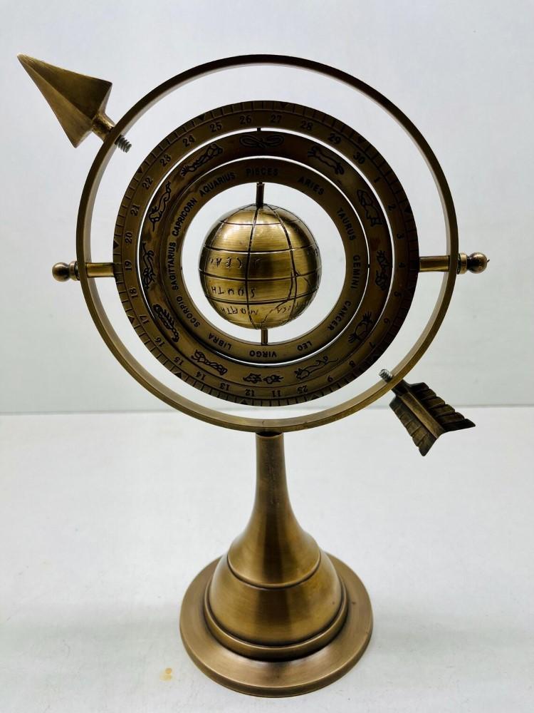 Vintage Brass Armillary Sphere 11" Antique Astrolabe Table Top World Globe Gift