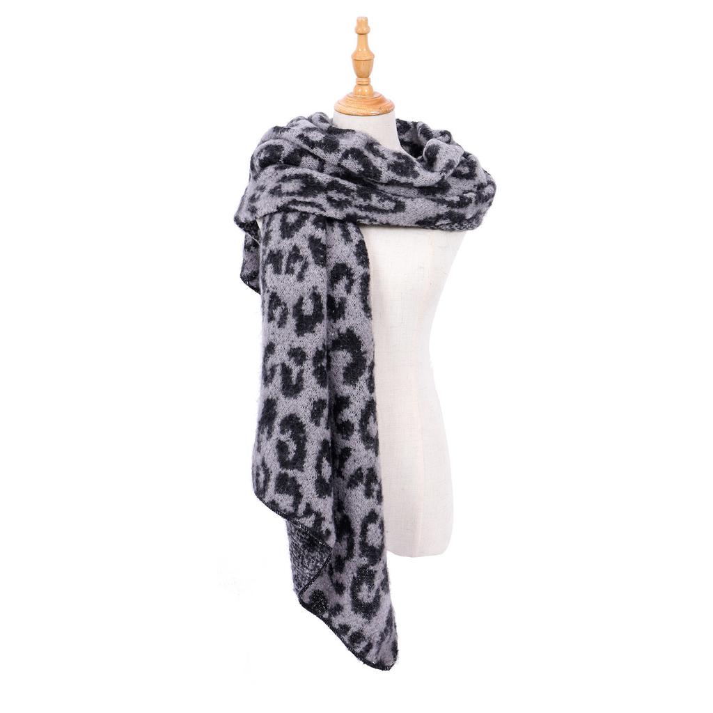 Leopard Print Faux Cashmere Warm Fashionable Versatile Women Scarf