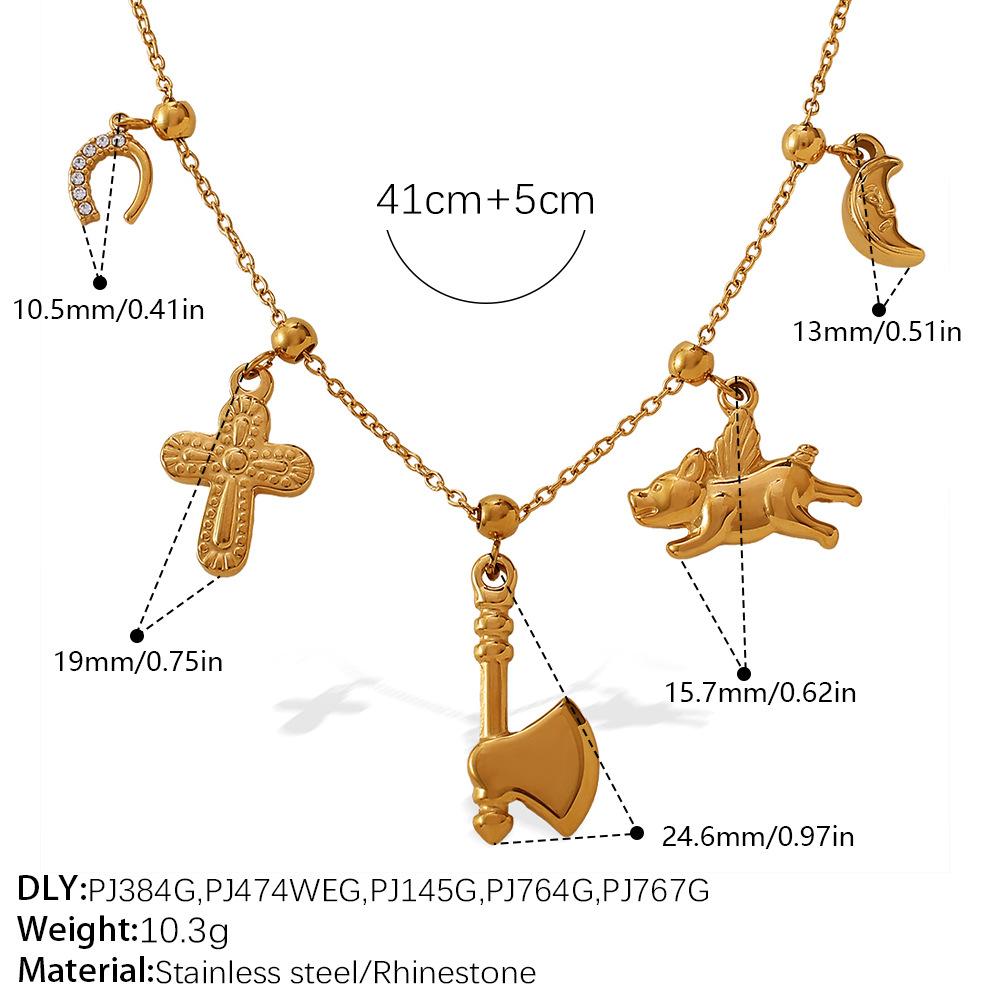 Niche seaside vacation style DIY mushroom pendant necklace stainless steel plated temperament necklace jewelry women