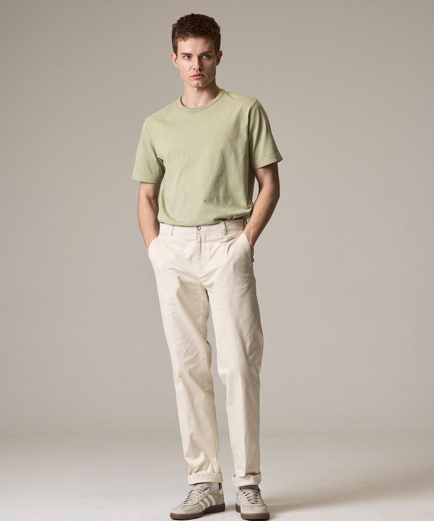 Laijeuaenbillou Garment-Dyed Everyday Cotton T-Shirt Green (Standard Fit) (Type A)