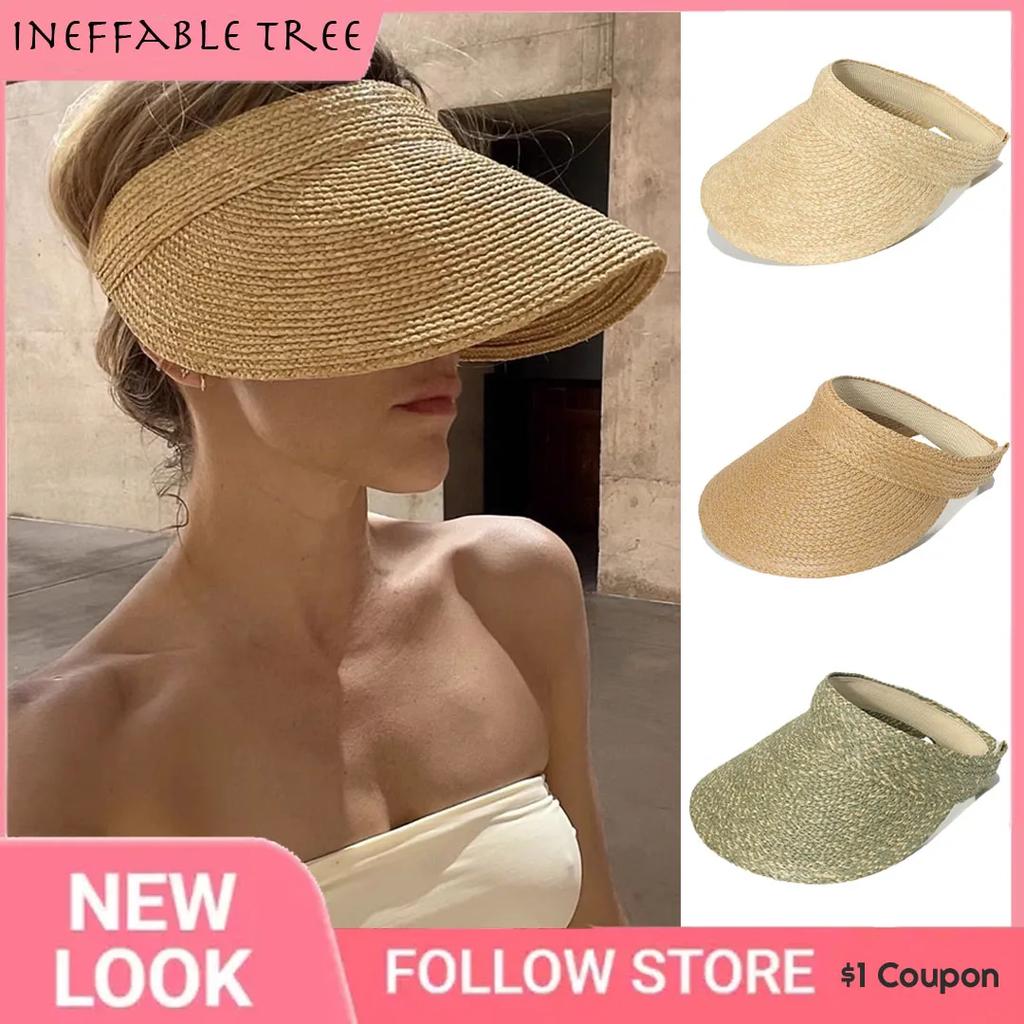 INS Hepburn Version Summer Eaves Empty Top Sun Hats For Women Headband Type Versatile Casual Roofless Beach Straw Cap Gorras